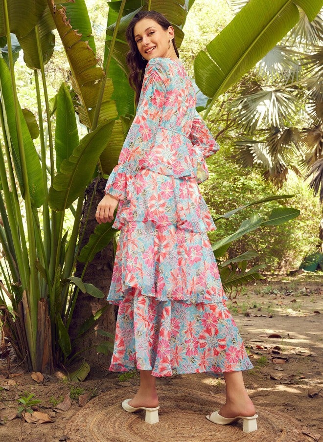 STREET 9 فستان ماكسي جورجيت بطبعة زهور للبنات - Image 4