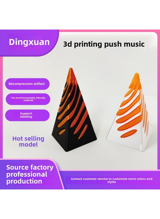 null - Manufacturers Directly Supply Explosions 3D Printing Push Push Music Stereo Spiral Decompression Artifact 3D Printing Push Music-Color:Tapered + Round - Image 1