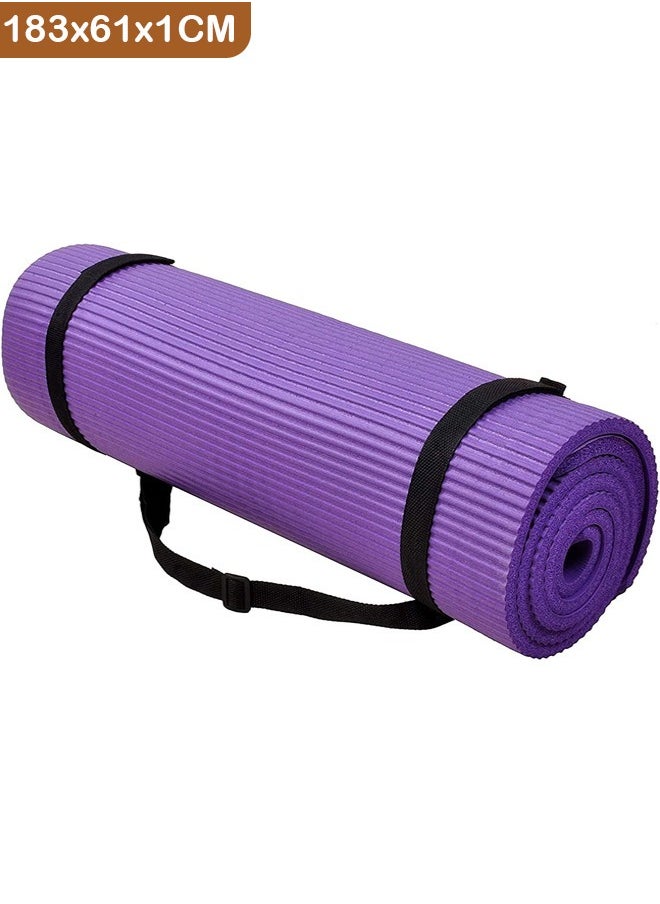 Taimi Non-Slip yoga mat Anti-Tear Exercise Mat With Carrying Strap 183x61x1cm Purple  - Image 1