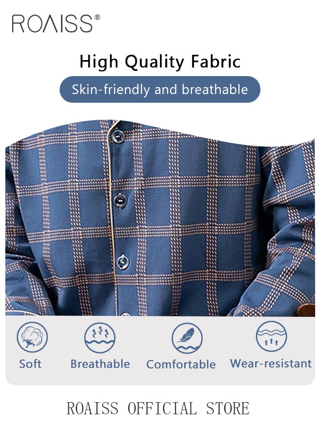 2-Piece Pajama Set Men's Cotton Long Sleeve T-Shirt Long Pants Sets Checkered Print Pattern Sleepwear Nightgown Male Loose Spring Summer Thin Loungewear Home Clothes - pzsku/Z0B0129949CF98227E73DZ/45/_/1702618651/3600e528-42ae-4bb3-a338-993fe723b6ca