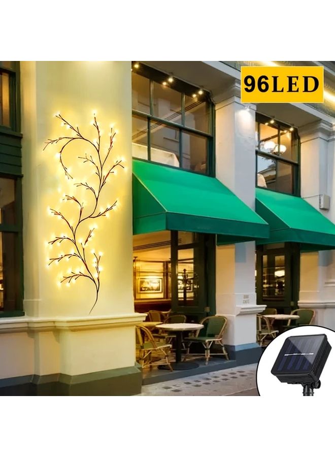 أضواء الكرمة الصفصاف بالطاقة الشمسية 96 مصباح LED أبيض دافئ 8 أوضاع IP44 للخارج - Image 1