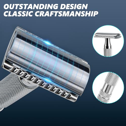 CHARMMAN Classic Double Edge Safety Shaving Razor, Pure Copper Handle,1 Razor + 10 pcs Super Stainless Steel Blades - Image 4