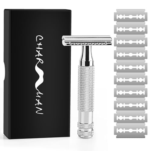 CHARMMAN Classic Double Edge Safety Shaving Razor, Pure Copper Handle,1 Razor + 10 pcs Super Stainless Steel Blades - Image 2