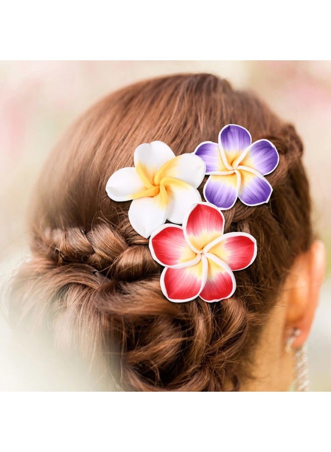 Beaupretty 12 Pieces Plumeria Hair Ties Plumeria Hair Ropes Hawaiian Flower Hair Ties Elastic Hair Bands for Women and Girls - Image 5