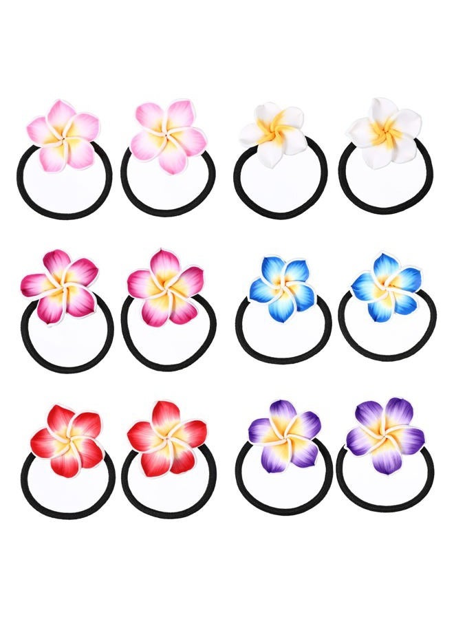 Beaupretty 12 Pieces Plumeria Hair Ties Plumeria Hair Ropes Hawaiian Flower Hair Ties Elastic Hair Bands for Women and Girls - Image 1