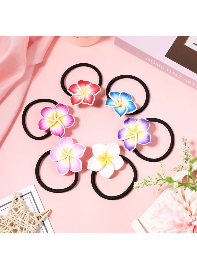 Beaupretty 12 Pieces Plumeria Hair Ties Plumeria Hair Ropes Hawaiian Flower Hair Ties Elastic Hair Bands for Women and Girls - Image 3