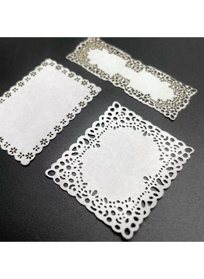 Doll House Cake Paper Pad Food Play Hand Account Decoration Mini Lace Paper Retro Hollow Paper Lace Paper Props Decoration-Color:3.6✖️ 3.3cm  - Image 5