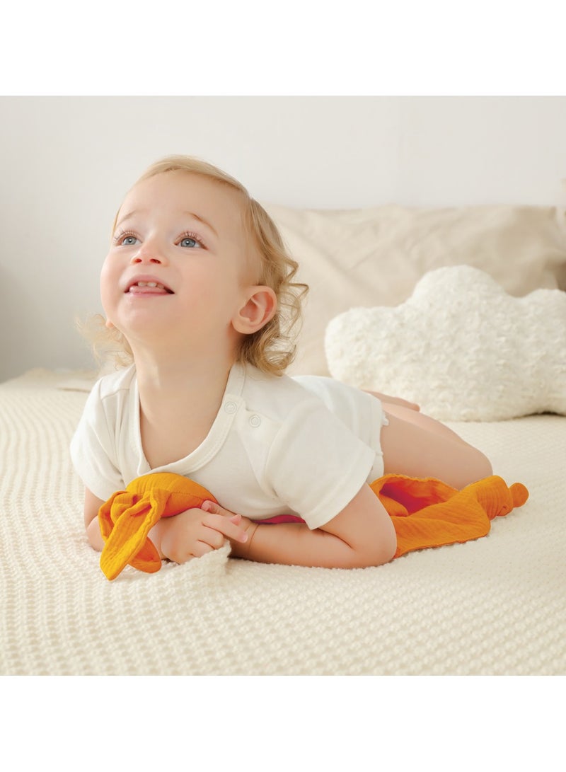 Gobell Baby Pure Cotton Cloth Comfort Towel Baby Sleeping Doll with Sensory Teether-Yellow - Image 2