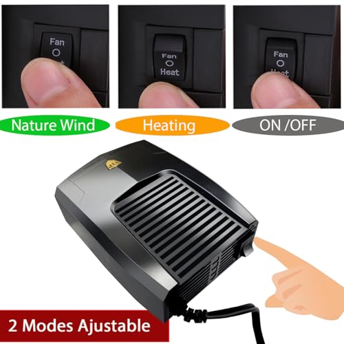 Fidensis 12Volt Car Heater, 150W Windshield Defroster Defogger, Quick Heating, Compatible with All 12V Vehicles including Cars, Trucks, RVs, and Boats (Cigarette Lighter Plug) - Image 2