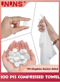 UNUNS Compressed Towel,100 Pcs 100% Cotton Disposable Towel,Soft Toilet Paper,Durable Wet Wipes,Portable Tissues For Home Camping Travel Sports Outdoor Indoor,Expand to 25x22cm  - Image 5