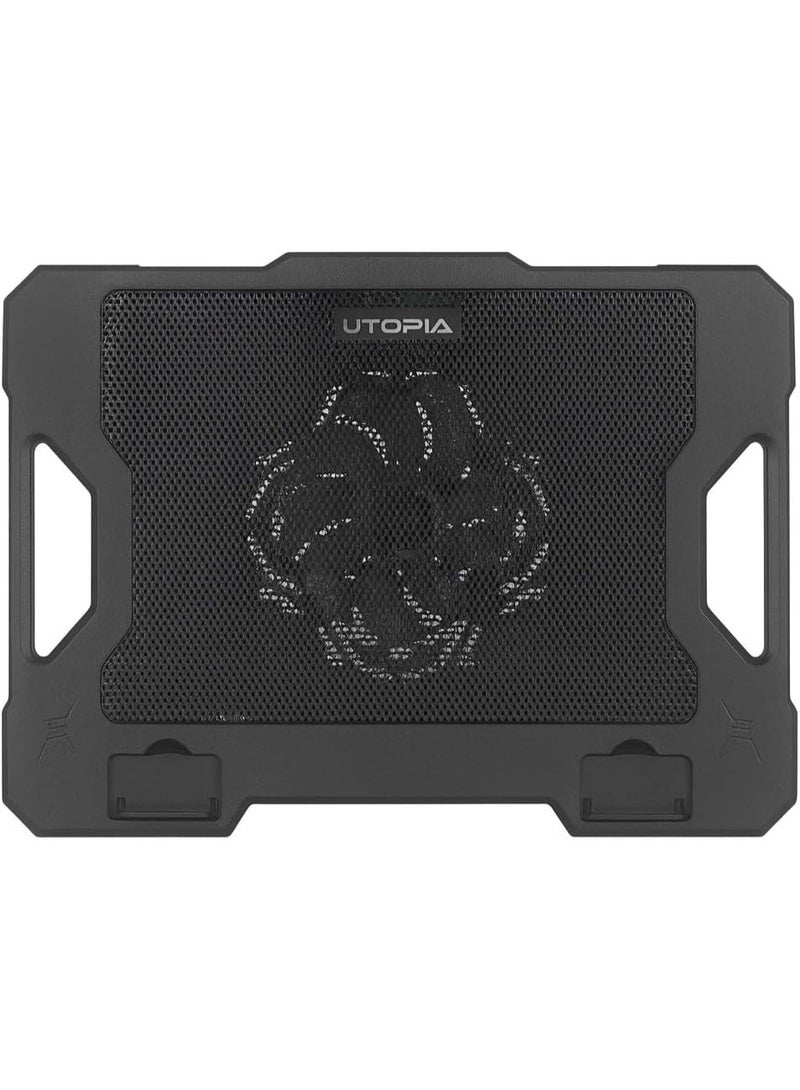 UTOPIA UC-300 Laptop Cooling Fan, 14cm Fan with LED Lighting, Dual USB Ports, 5 Height Settings, Compatible with Devices up to 17 inches - Image 3