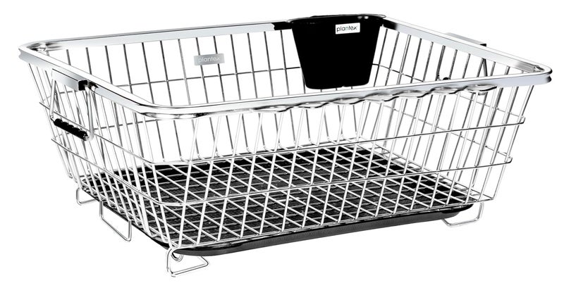 Plantex Stainless Steel Dish Drainer Basket for Kitchen Utensils/Dish Drying Rack with Drainer/Bartan Basket/Plate Stand(Size- 58.5x44.5x23.5 CM - Chrome Finish) - Image 1
