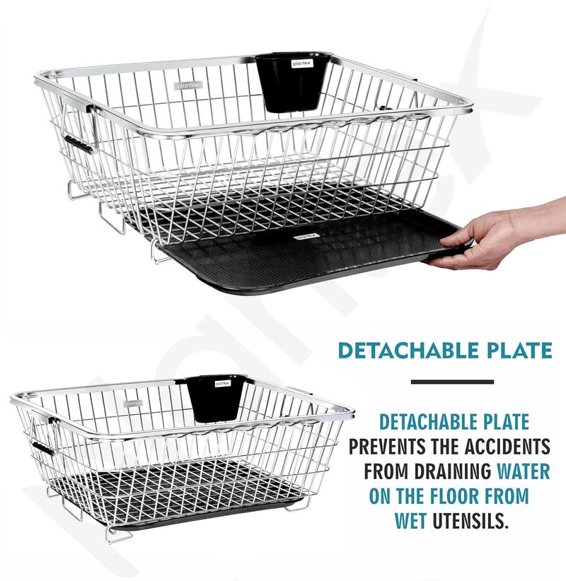 Plantex Stainless Steel Dish Drainer Basket for Kitchen Utensils/Dish Drying Rack with Drainer/Bartan Basket/Plate Stand(Size- 58.5x44.5x23.5 CM - Chrome Finish) - Image 4