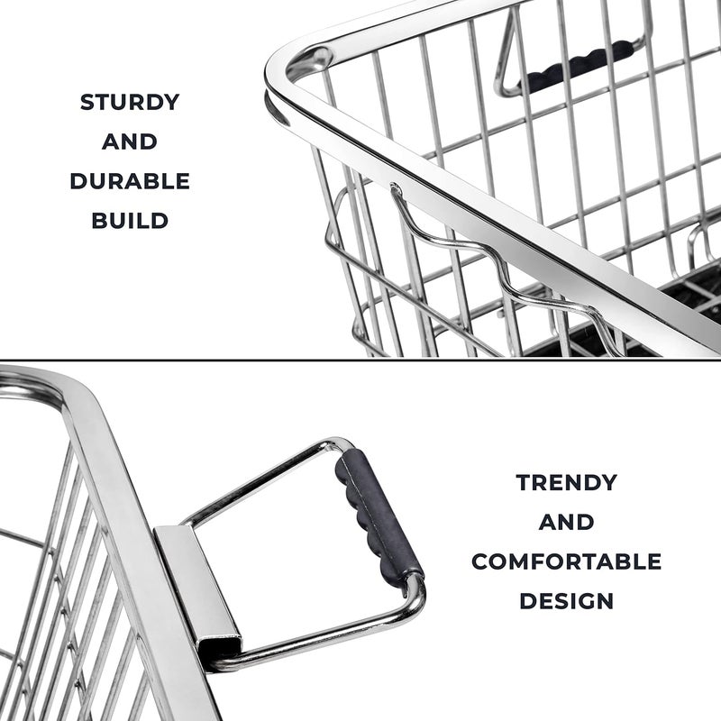 Plantex Stainless Steel Dish Drainer Basket for Kitchen Utensils/Dish Drying Rack with Drainer/Bartan Basket/Plate Stand(Size- 58.5x44.5x23.5 CM - Chrome Finish) - Image 5