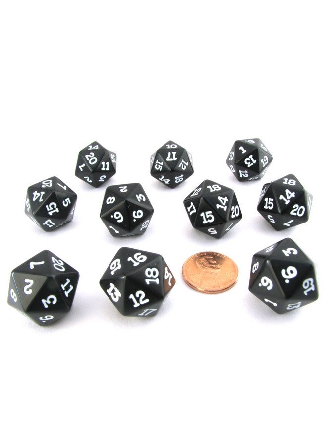 Koplow Games Set Of 10 Twenty Sided 19Mm D20 Opaque Rpg Dice - Black With White Numbers Die - Image 4