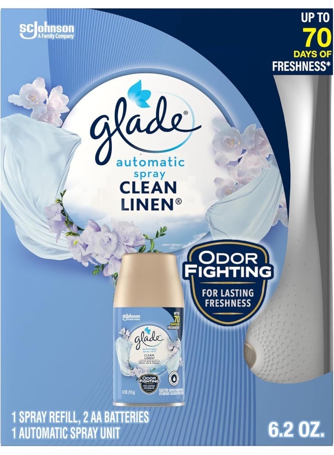 Glade حامل رذاذ أوتوماتيكي من غلاد وعبوة إعادة تعبئة برائحة الكتان النظيف - Image 1