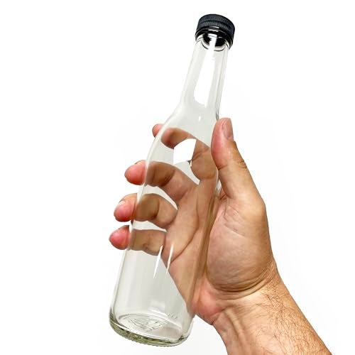 nicebottles Clear Glass Woozy Bottles, 12 Oz (375ml) - Case of 12 Lovely Bottles Packed in Sturdy Box with 15 Black Screw Caps (Yes, That's 3 Extra Caps!) - Image 2