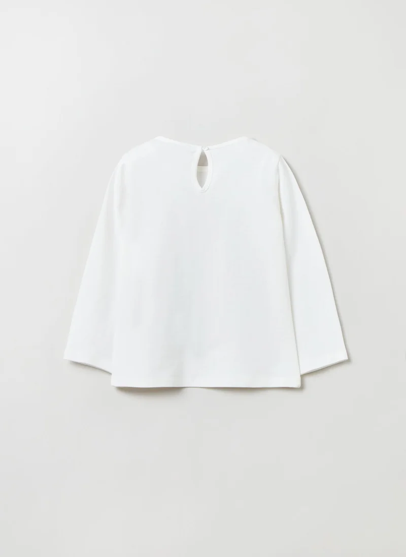 او في اس Long-Sleeved T-Shirt With Print