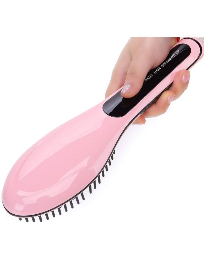 NIBEMINENT 3-In-1 Straightening Electric Comb Brush With LCD Screen Pink - Image 2