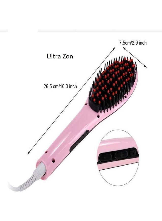 NIBEMINENT 3-In-1 Straightening Electric Comb Brush With LCD Screen Pink - Image 3