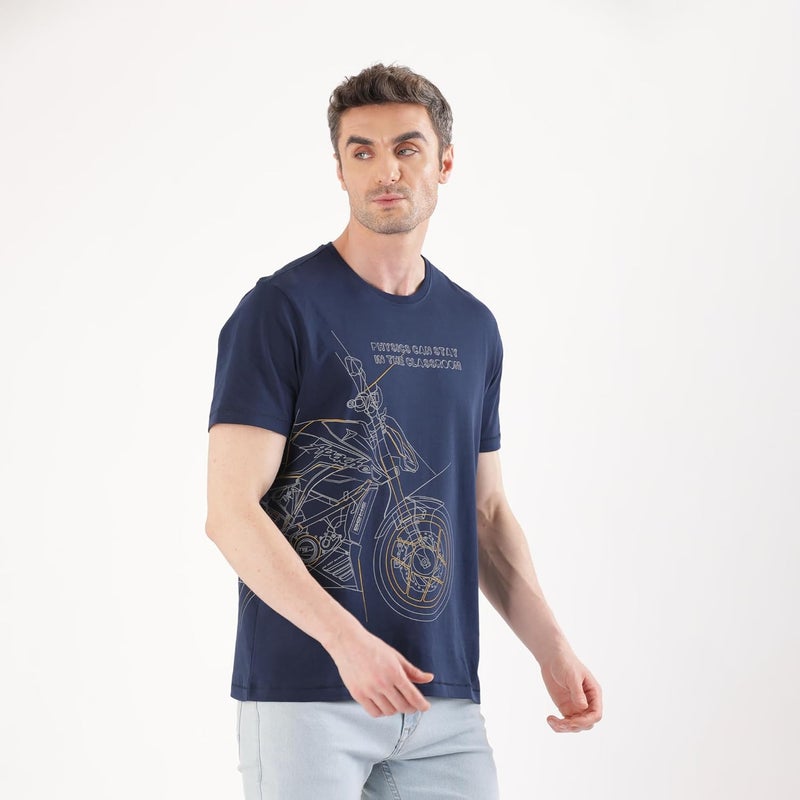 TVS Originals Collection Crew Neck T-Shirt � Bold Street Style, 100% Pure Cotton, Ultra-Soft Comfort, Breathable Anti-Odor Fabric, Skin-Friendly & Long-Lasting Durability for Riders (Racing Navy) -M - Image 5