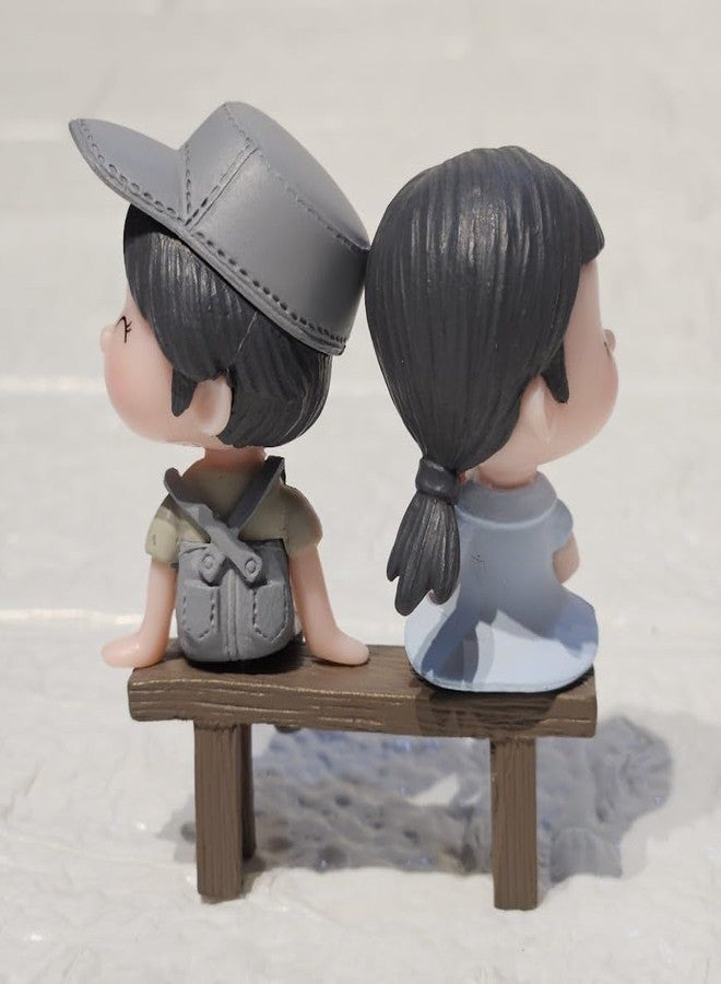 ARUNA DECOR Miniature Purple Couple Figurines, Decorative Dollhouse Accessories, Collectible Gift Set, Mini Garden Decoration (Grey Cap Couple) - Image 3