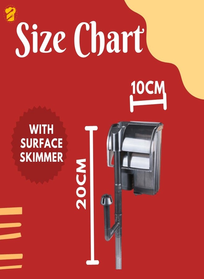 VAYINATO Sun-Sun Mini Nano Fish Tank Aquarium Hang On Filter with Skimmer (HBL-301 | 2W | 300L/H) - Image 5