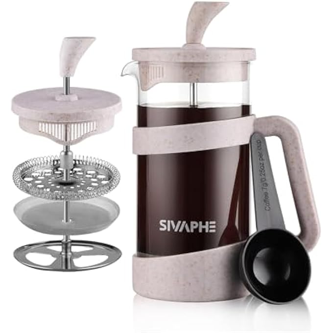 Sivaphe French Press Coffee Maker Cafetiere Coffee Plunger 350Ml 12Oz 12 Cup Small Tea Press Borosilicate Glass Gift - Image 2