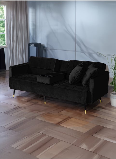 Hema | 2 in 1 Velvet Upholstered Sofabed With Cup Holder