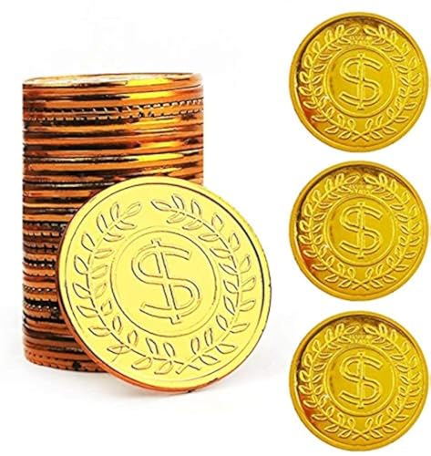 TCOTBE Pirate Gold Coins Plastic Set of 100Play Gold Treasure Coins for Play Favor Party Supplies Pirate Party Treasure Hunt Game and Party Favors - Image 1