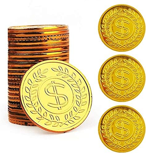 TCOTBE Pirate Gold Coins Plastic Set of 100Play Gold Treasure Coins for Play Favor Party Supplies Pirate Party Treasure Hunt Game and Party Favors - Image 5