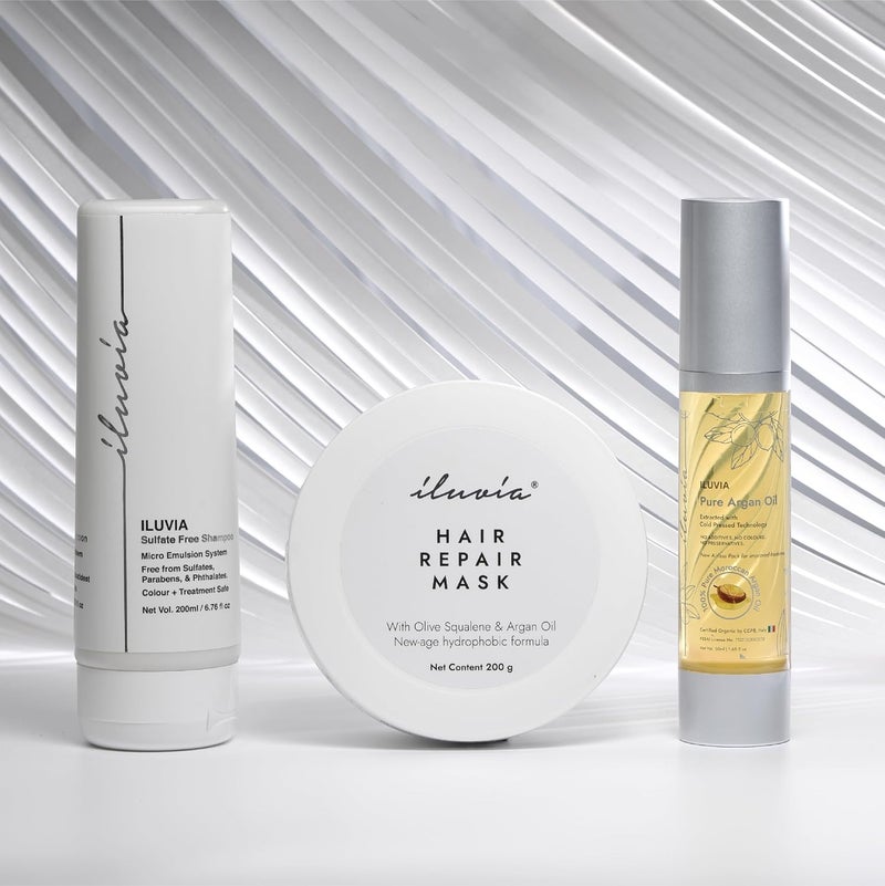 iluvia Professional Frizz Control System Sulfate Free Shampoo 200ml Hair Repair Mask 200g 100 Pure Argan Oil 50ml - Image 5
