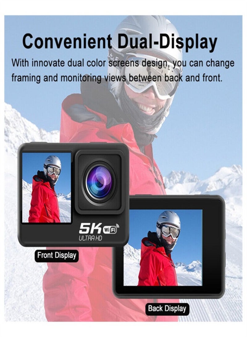 5K Sports Camera HD Touch Screen Dual Screen Waterproof Remote Control Camera Sports Anti-Shake Camera  - Image 5