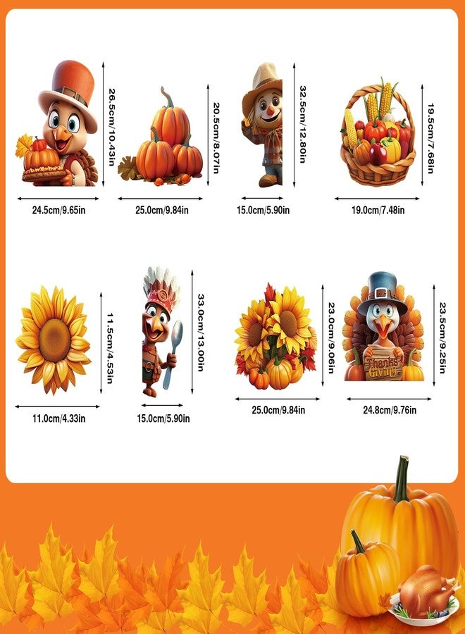 LOKIPA 3D Thanksgiving Window Stickers, 8 Sheets Thanksgiving Window Clings Double Sided Window Decals for Thanksgiving Window Decorations, Yellow - Image 3