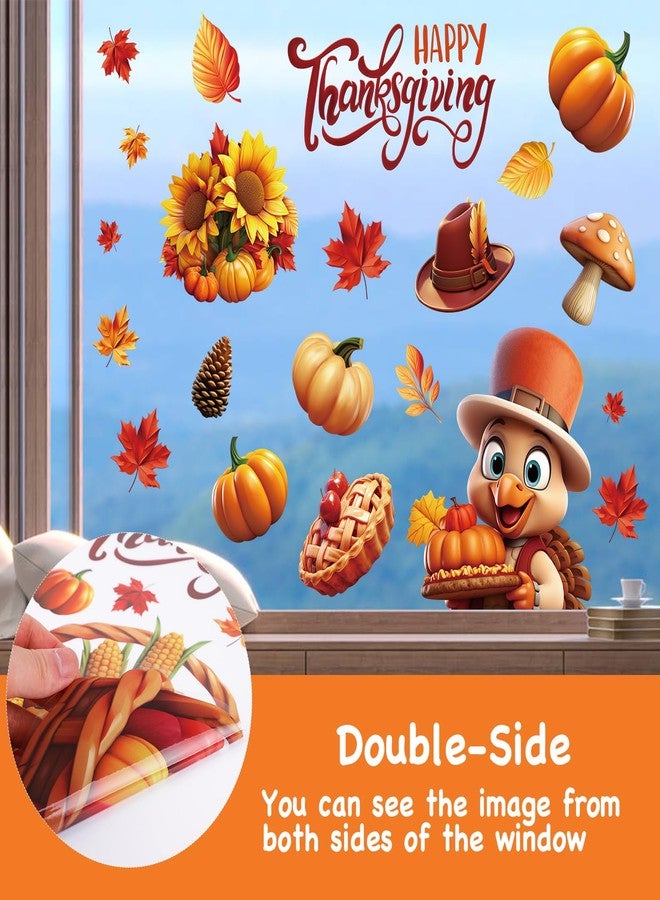 LOKIPA 3D Thanksgiving Window Stickers, 8 Sheets Thanksgiving Window Clings Double Sided Window Decals for Thanksgiving Window Decorations, Yellow - Image 4