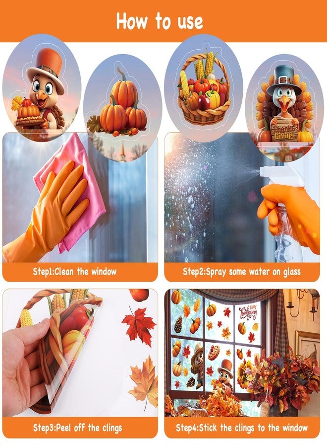LOKIPA 3D Thanksgiving Window Stickers, 8 Sheets Thanksgiving Window Clings Double Sided Window Decals for Thanksgiving Window Decorations, Yellow - Image 5