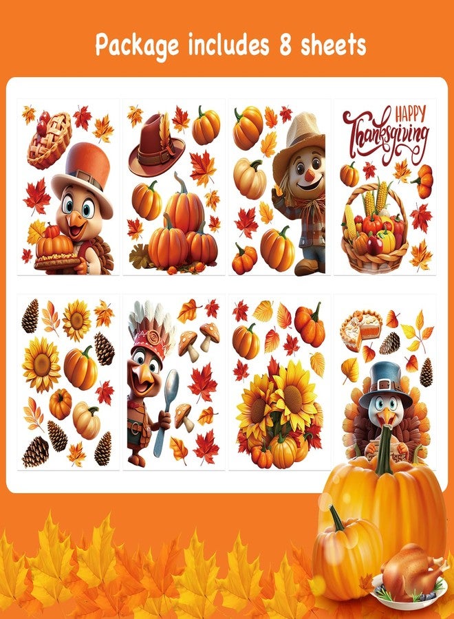 LOKIPA 3D Thanksgiving Window Stickers, 8 Sheets Thanksgiving Window Clings Double Sided Window Decals for Thanksgiving Window Decorations, Yellow - Image 2