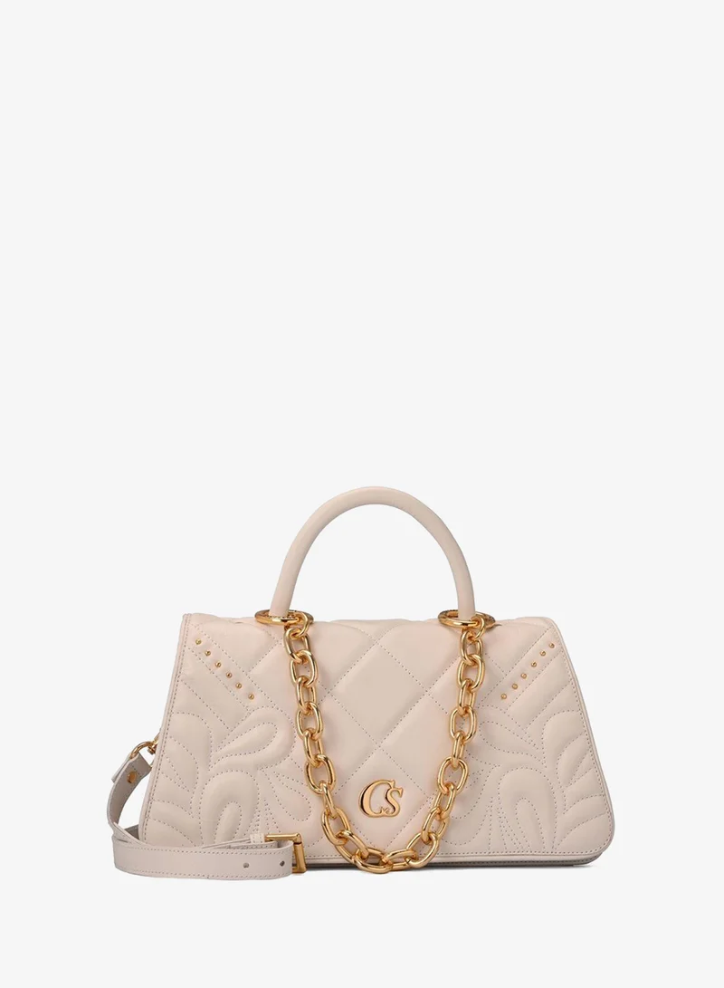 Carmen Steffens Quilted Bag Chain Bianco
