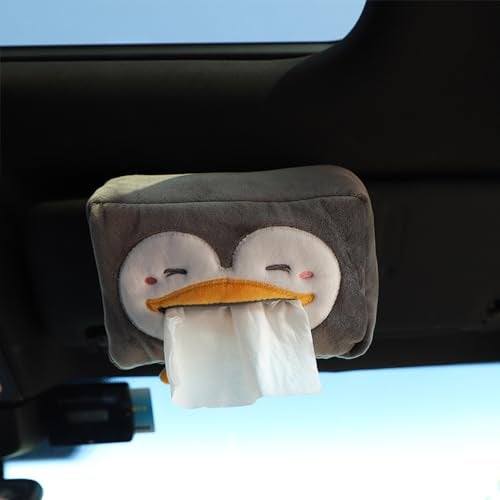 Pivdo® Car Tissue Paper Holder Different Animal Cartoon Faces Portable Napkin Car Tissue Box for Car Interior Accessories (Grey) - Image 1