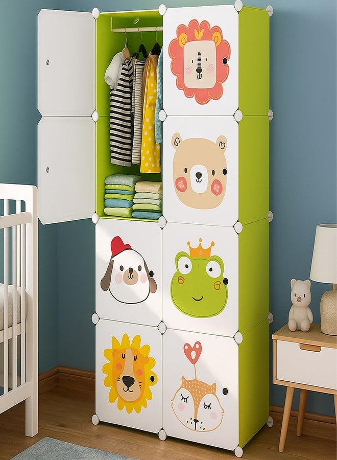 AYSIS 𝟖 𝐒𝐡𝐞𝐥𝐯𝐞𝐬 Multi-Purpose Organizer | 𝐊𝐢𝐝𝐬 𝐏𝐥𝐚𝐬𝐭𝐢𝐜 Modular Storage Rack for Clothes, Kitchen, Living Room | Space-Saving Collapsible Wardrobe for Clothes【Green, 8-Shelf-8-Door】 - Image 1