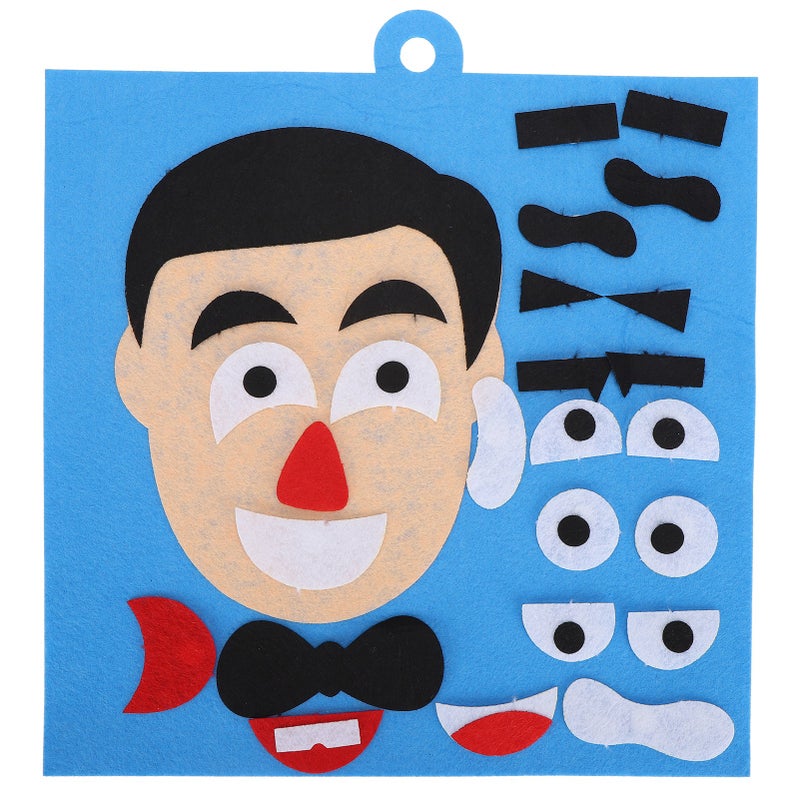 Facial Expressions Puzzle Toys Felt Cloth Sticker Kit for ParentChild DIY Activities(Male ) - Image 1