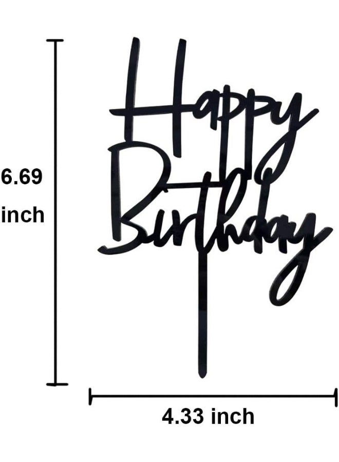 TPGP Acrylic Glitter Cake Decorating Toppers - Happy Birthday Wordart Black - Image 3