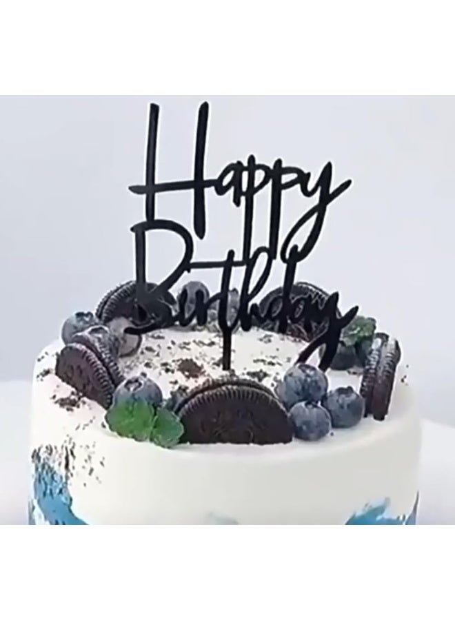 TPGP Acrylic Glitter Cake Decorating Toppers - Happy Birthday Wordart Black - Image 5