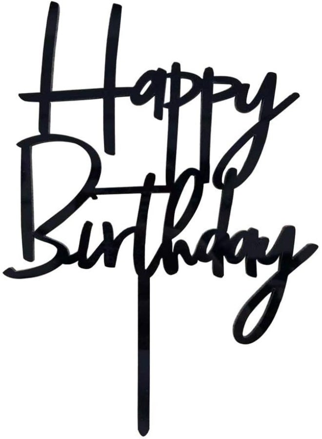 TPGP Acrylic Glitter Cake Decorating Toppers - Happy Birthday Wordart Black - Image 1