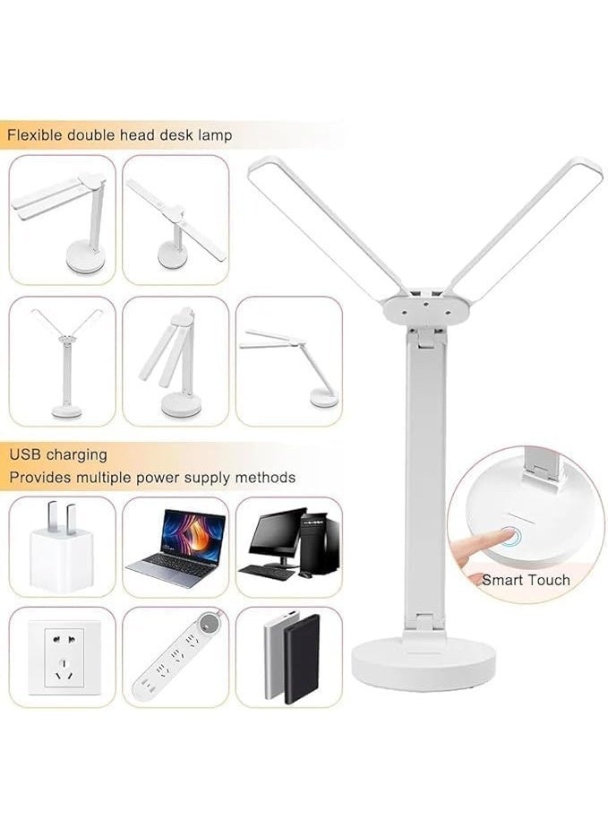 Dimmable LED Double Desk Lamp – Touch Control Table Lamp with Adjustable Brightness, 3 Color Modes for Reading, Study, Home & Office - Image 3
