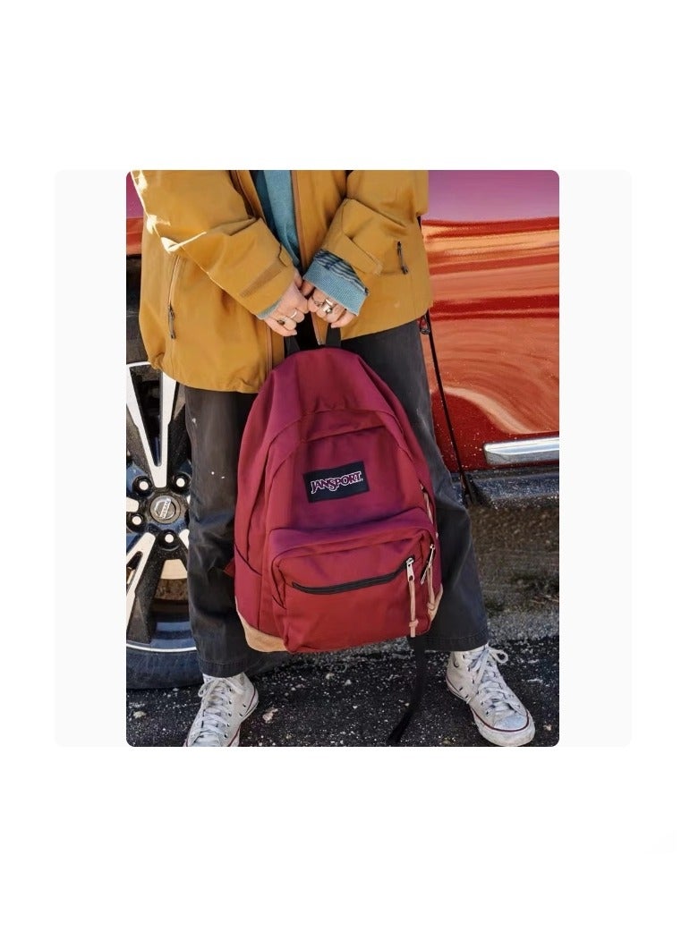JANSPORT حقيبة ظهر JanSport Right Pack - حقيبة نهارية متينة مع حقيبة كمبيوتر محمول مبطنة مقاس 15 بوصة، وجيب رئيسي واسع لزجاجة المياه - أحمر خمري - Image 5