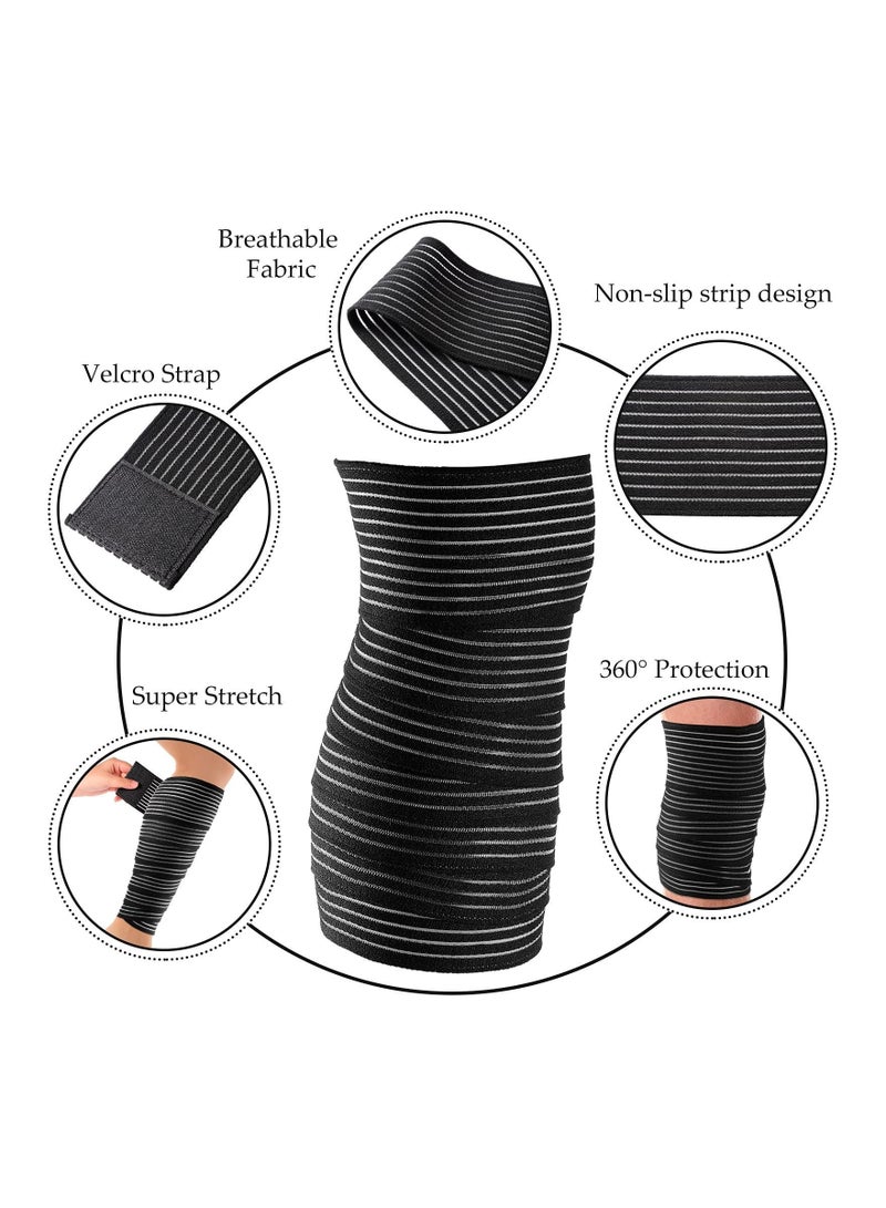 Captaintech Elastic Compression Support Bandage Leg Compression Sleeve for Men and Women Compression Wraps Bandage for Stabilising Ligament Joint Pain Sport Football Basketball Calf Pain Relief 4 Pcs - Image 2