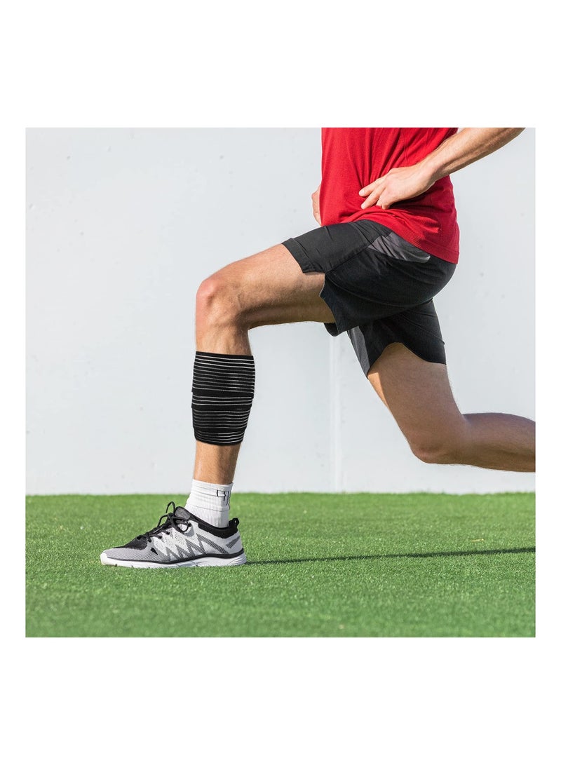 Captaintech Elastic Compression Support Bandage Leg Compression Sleeve for Men and Women Compression Wraps Bandage for Stabilising Ligament Joint Pain Sport Football Basketball Calf Pain Relief 4 Pcs - Image 5