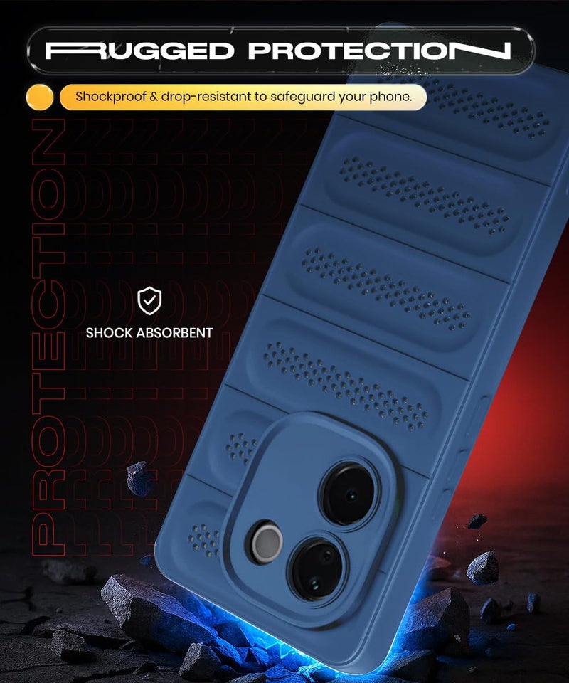 WOW IMAGINE Ultimate Silicone Back Cover Case for Poco M7 Pro 5G | Heat Dissipation Thin Soft TPU | 360° Camera Protection | Breathable Cooling Holes – Deep Blue - Image 4
