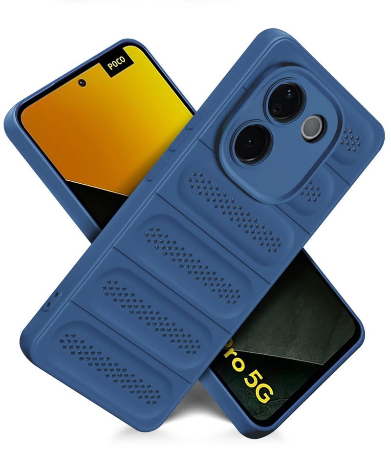 WOW IMAGINE Ultimate Silicone Back Cover Case for Poco M7 Pro 5G | Heat Dissipation Thin Soft TPU | 360° Camera Protection | Breathable Cooling Holes – Deep Blue - Image 2